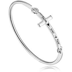 Zuo Bao Christian Bracelet Faith Bracelet Let Your Faith be Bigger Than Your Fear Cross Bracelet Religious Jewelry Gift for Her