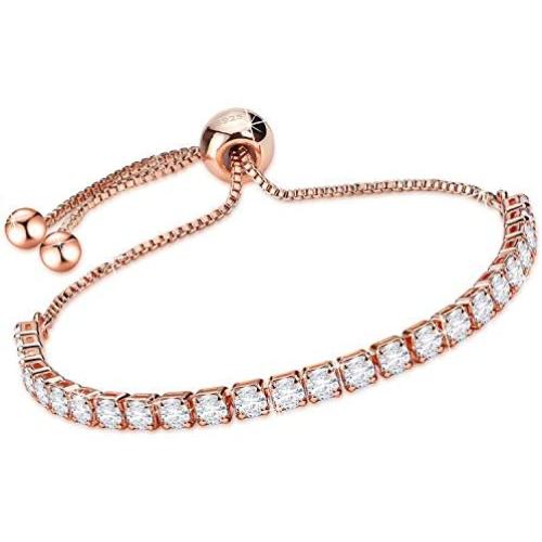 J.Fée Sterling Silver Bracelet, S925 Tennis Bracelet Sparkling 5A Cubic Zirconia Adjustable Bracelet for Women Girls to Mother Day, Exquisite Box