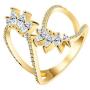 JewelryLand Gold Plated Leaves Open Ring Made with AAA Cubic Zirconia