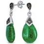 Dyed Green Jade Marcasite Pear Shaped Teardrop Dangle Stud Earrings For Women 925 Sterling Silver Dyed Green Jade Marcasite Pear Shaped Teardrop Dangle Stud Earrings For Women 925 Sterling Silver