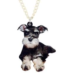 DOWAY Acrylic Charm Cute Mini Schnauzer Necklace Dog Pendant Fashion Pet Jewelry for Women Girls Decoration Party Gifts