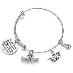 AZORA Graduation Gift Jewelry 2021 She Believed She Could So She Did Inspirational Charm Bracelet High School College Graduate Gifts for Her Senior Daughter Teens