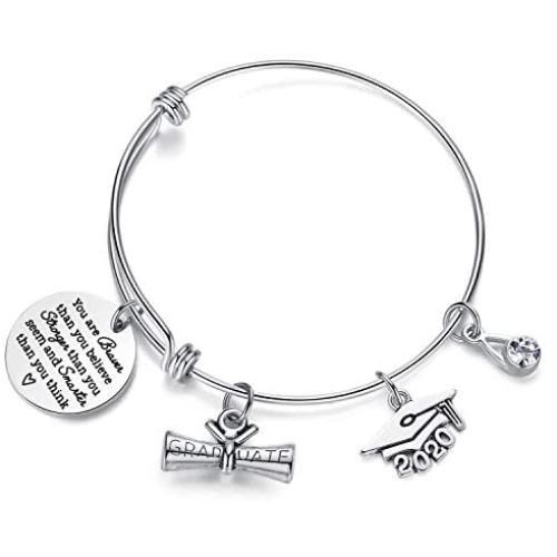 AZORA Graduation Gift Jewelry 2021 She Believed She Could So She Did Inspirational Charm Bracelet High School College Graduate Gifts for Her Senior Daughter Teens