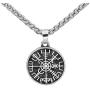 GuoShuang Stainless Steel Nordic Viking Rune Compass Amulet Pendant Necklace Small Size with Valknut Gift Bag