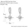 FANCIME Sterling Silver Star Burst Dangle Drop Small Hoop Earrings CZ Cubic Zirconia Simulated Diamond Delicate North Star Earrings Jewelry Gift for Women Teen Girls Mom, Height 1 INCH