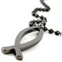 FORGIVEN JEWELRY Jesus Fish Large Ichthus GunmetalColor Finish Necklace