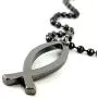 FORGIVEN JEWELRY Jesus Fish Large Ichthus GunmetalColor Finish Necklace