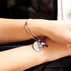 Uloveido Stainless Steel Christian Bible Verse Quote Expandable Wire Bangle Bracelets 2.5 Inches
