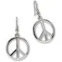 Hippie Peace Sign Dangle Earrings Polished Silver Finish Pewter Hippie Peace Sign Dangle Earrings Polished Silver Finish Pewter