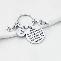 AKTAP X-Ray Tech Keychain Radiology Technologist Jewelry X Ray Technician Ray Tech Graduation Gift Never Underestimate The Difference You Made