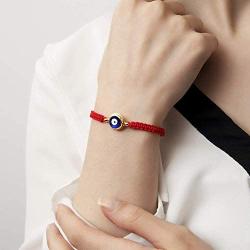 Evil Eye Blue Red String Kabbalah Bracelet Adjustable Gold Plated Good Luck Bracelets for Women Girls Boys Friendship Bracelets Evil Eye Jewelry Negative Energy (Blue red, argentium-Plated-Brass)