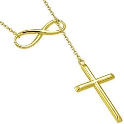 925 Sterling Silver Infinity Cross Necklace For Women - Modern Cross And Infinity Necklace - Infinity Love Cross Pendant In 3 Color Styles - Religious Jewelry with Adjustable Chain - Top Gifting Idea