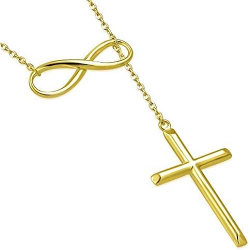 925 Sterling Silver Infinity Cross Necklace For Women - Modern Cross And Infinity Necklace - Infinity Love Cross Pendant In 3 Color Styles - Religious Jewelry with Adjustable Chain - Top Gifting Idea