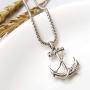 EunWow Anchor Pendant Nautical Pirate Necklace Cool Vintage Gifts for Men Included 22Chain