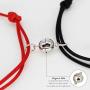 925 Sterling Silver Mutual Attraction Rope Braided Couple Distance Bracelets Vows of Eternal Love Charm Pendants with Magnetic Bells 2 PCS Gift Jewelry Set for Women Men