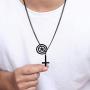 Besteel Jewelry Stainless Steel Inverted Cross Necklace for Women Men 24 Inch Chain 3 Color Available