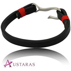 Leather Bracelet by Austaras - S Hook Clasp Nautical Fishing Hook