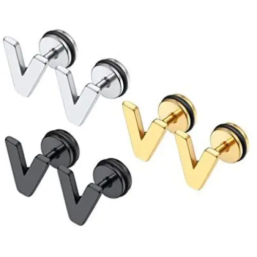Initial Letter Earrings for Men Women, A-Z Cool Stud Earrings, Stainless Steel, Surgical Hypoallergenic Initial Letter Earrings for Men Women, A-Z Cool Stud Earrings, Stainless Steel, Surgical Hypoallergenic