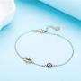 Kaletine Hamsa Hand of Fatima Evil Eye Bracelet Sterling Silver 925 Blue Cubic Zirconia Chain Adjustable 6.5''+1.5''