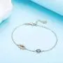 Kaletine Hamsa Hand of Fatima Evil Eye Bracelet Sterling Silver 925 Blue Cubic Zirconia Chain Adjustable 6.5''+1.5''