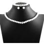 Brishow Wedding Pearl Necklace Earrings Bracelet Jewelry Set Silver Bride Crystal Pearl Chain Bridal Fit for Women and Girls
