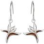 Sterling Silver Koa Wood Bird of Paradise Dangle Hook Earrings