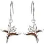 Sterling Silver Koa Wood Bird of Paradise Dangle Hook Earrings Sterling Silver Koa Wood Bird of Paradise Dangle Hook Earrings