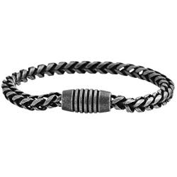 Geoffrey Beene Mens Stainless Steel Franco Chain Bracelet with Magnetic Clasp