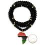 CBC Crown Slanted Pan African Colored Africa Map Continent Pendant on Wooden Bead Necklace