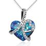 Pendant Necklace with Gift Box, Valentines Gifts for Her, Valentines Day Gifts Girlfriend, Jewelry For Women,Birthday/Anniversary Christmas Crystals Jewelry Gifts for Women Mom/Wife/Best Friend, Blue