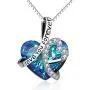 Pendant Necklace with Gift Box, Valentines Gifts for Her, Valentines Day Gifts Girlfriend, Jewelry For Women,Birthday/Anniversary Christmas Crystals Jewelry Gifts for Women Mom/Wife/Best Friend, Blue