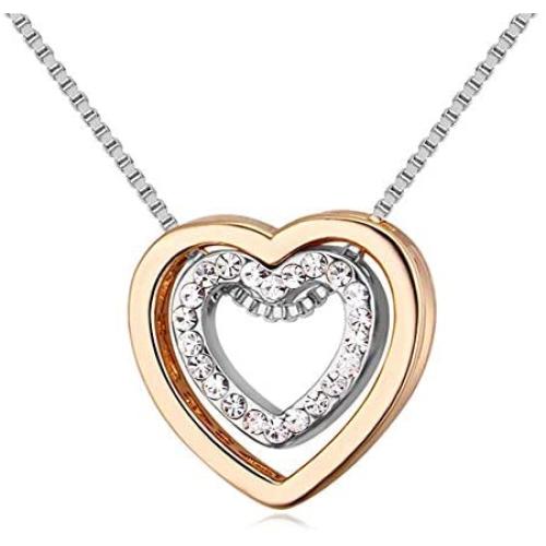xinjue Forever Love Gold Double Heart Pendant Layered Necklace for Women Jewelry Gifts 16 inches…