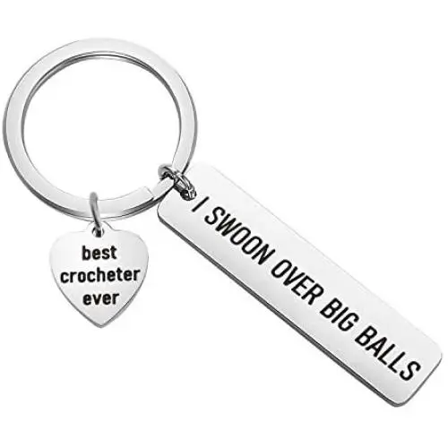 SEIRAA Knitting Gift Crochet Jewelry I Swoon Over Big Balls Keychain Knitter Gift Crocheting Jewelry Maker Gift for Women SEIRAA Knitting Gift Crochet Jewelry I Swoon Over Big Balls Keychain Knitter Gift Crocheting Jewelry Maker Gift for Women