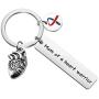 FUSTMW CHD Awareness Keychain Mom of A Heart Warrior Gifts CHD Heart Defect Recovery Gift Heart Disease Jewelry