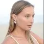 Mariell Bridal and Wedding Rose Gold Handmade Dangle Earrings with Clear Crystal Gems and Ivory Pearls Mariell Bridal and Wedding Rose Gold Handmade Dangle Earrings with Clear Crystal Gems and Ivory Pearls