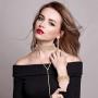 Hicarer Women Crystal Jewelry Set Rhinestone Tassel Choker Necklace Long Tassel Earrings Rhinestone Stretch Bracelet Ring