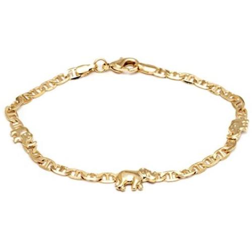 Barzel 18K Gold Plated Flat Marina Elephant Anklet