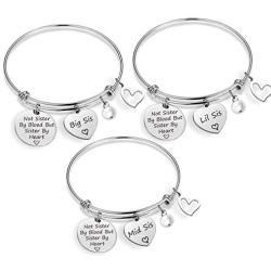 EIGSO Sister Gift The Love Between Sisters is Forever Sister Bracelet Set Sister Gift for Big sis Mid Sis Lil Sis