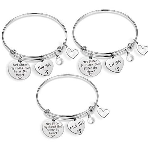 EIGSO Sister Gift The Love Between Sisters is Forever Sister Bracelet Set Sister Gift for Big sis Mid Sis Lil Sis