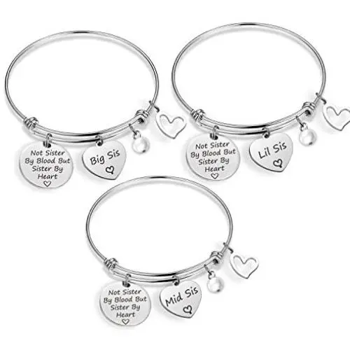 EIGSO Sister Gift The Love Between Sisters is Forever Sister Bracelet Set Sister Gift for Big sis Mid Sis Lil Sis