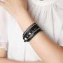 TASBERN Gray Leather Wrap Bracelet for Women Pearl Crystal Rope Braided Cuff Bracelets Handmade Jewelry Gift for Teens Girls