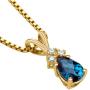 Peora Created Alexandrite Pendant in 14K Yellow Gold with Genuine Diamonds, Elegant Pear Shape Solitaire, 1 Carat