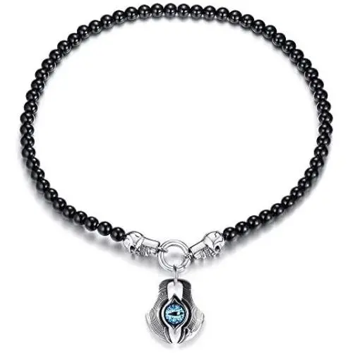 MPRAINBOW Mens Stainless Steel Greek Blue Dragon Evil Eye Axe Casting Dog Tag Pendant Amulet Necklace MPRAINBOW Mens Stainless Steel Greek Blue Dragon Evil Eye Axe Casting Dog Tag Pendant Amulet Necklace