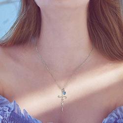 UCADRIT Faith Cross Pendant Necklaces Sterling Silver with Simulated Birthstone Cross Jewelry for Women