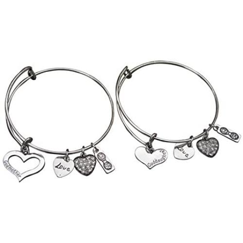 Infinity Collection Godmother, Goddaughter Bangle Bracelet Set- Godmother Gifts- Godmother Jewelry for Godmothers & Goddaughters