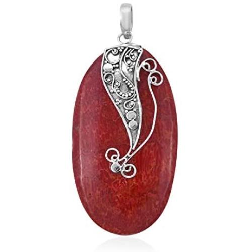 925 Sterling Silver Fashion Unique Costume Statement Stylish Pendant Sponge Coral Jewelry For Women Gifts