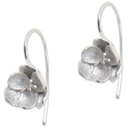 NOVICA .925 Sterling Silver Drop Earrings Petite Camellia