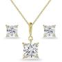 Sterling Silver Cubic Zirconia Studded Solitaire Necklace & Stud Earrings Set