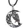 HAQUIL Raven Necklace - Viking Celtic Wiccan Crow Raven Pendant - PU Leather Cord