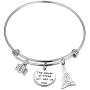 SEIRAA The Power of Three Jewelry Triquetra Bracelet Book Charm Wire Bangle Witches Jewelry Inspirational Gift